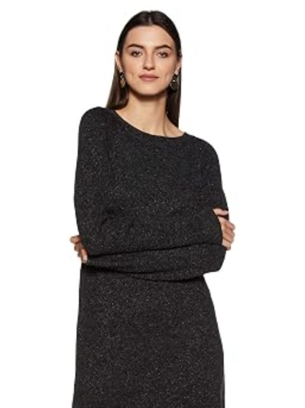 Vero Moda Black Metallic Long Sleeve Knit Dress